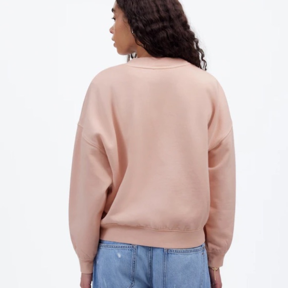 Madewell Relaxed Mockneck Cropped Sweatshirt Pale Blush Women’s Small - Picture 4 of 12